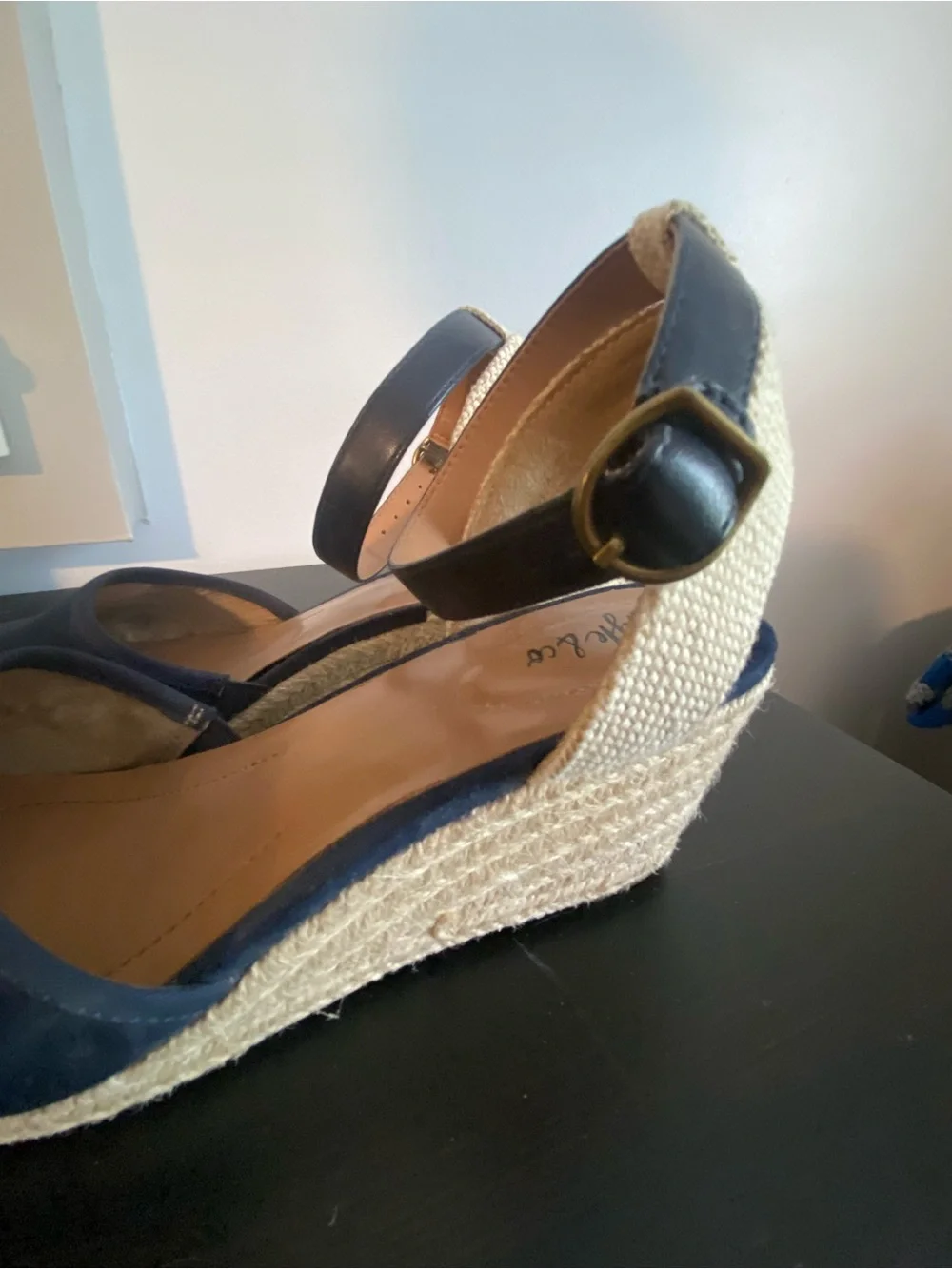 Style & Co. Navy Espadrille Wedge Sandals with Ankle Strap